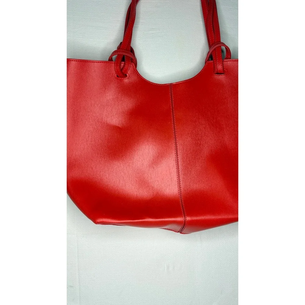 Neiman MarcusFaux Leather Large Tote Bag Knotted Strap Shoulder Bag Minimalist
